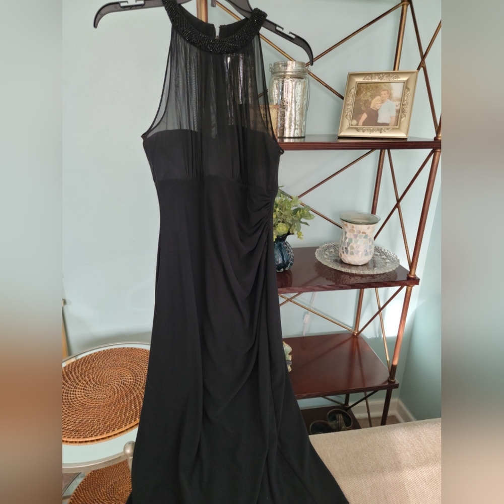 Ralph Lauren Beaded Jersey Black Formal Dress